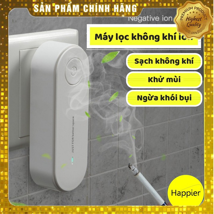 Máy lọc không khí mini ion âm khử mùi nhà vệ sinh, mùi nấu bếp, mùi khói thuốc lá và giảm bụi mịn có video test thật