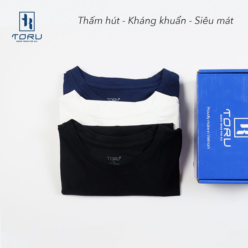 Áo Thun Nam Unisex thiết kế hình trơn 3 màu Đen / Trắng / Tím than basic thương hiệu Toru cotton Ai Cập, thấm hút mồ hôi