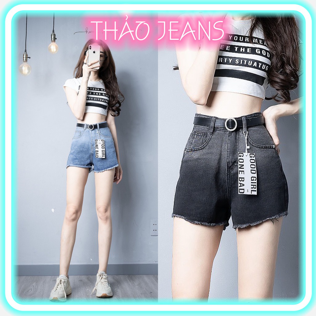 Quần Đùi Jean Nữ Tua Lai, Quần Short Trơn Loang Màu