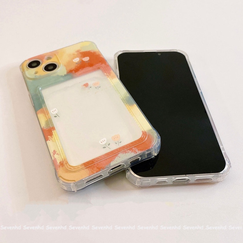 Ốp Điện Thoại Mềm Trong Suốt Có Ngăn Đựng Thẻ Cho iPhone 14 13 12 11 Pro Max X XR Xs Max 8 7 6 6s Plus SE 2020