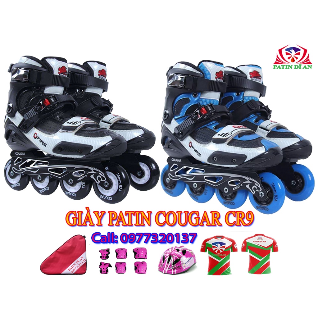 Giày Patin Cougar CR9 Cao Cấp Chính Hãng Tặng Kèm Combo Balo+ bảo hộ V5+ Vớ nike+8 Bánh đèn skates