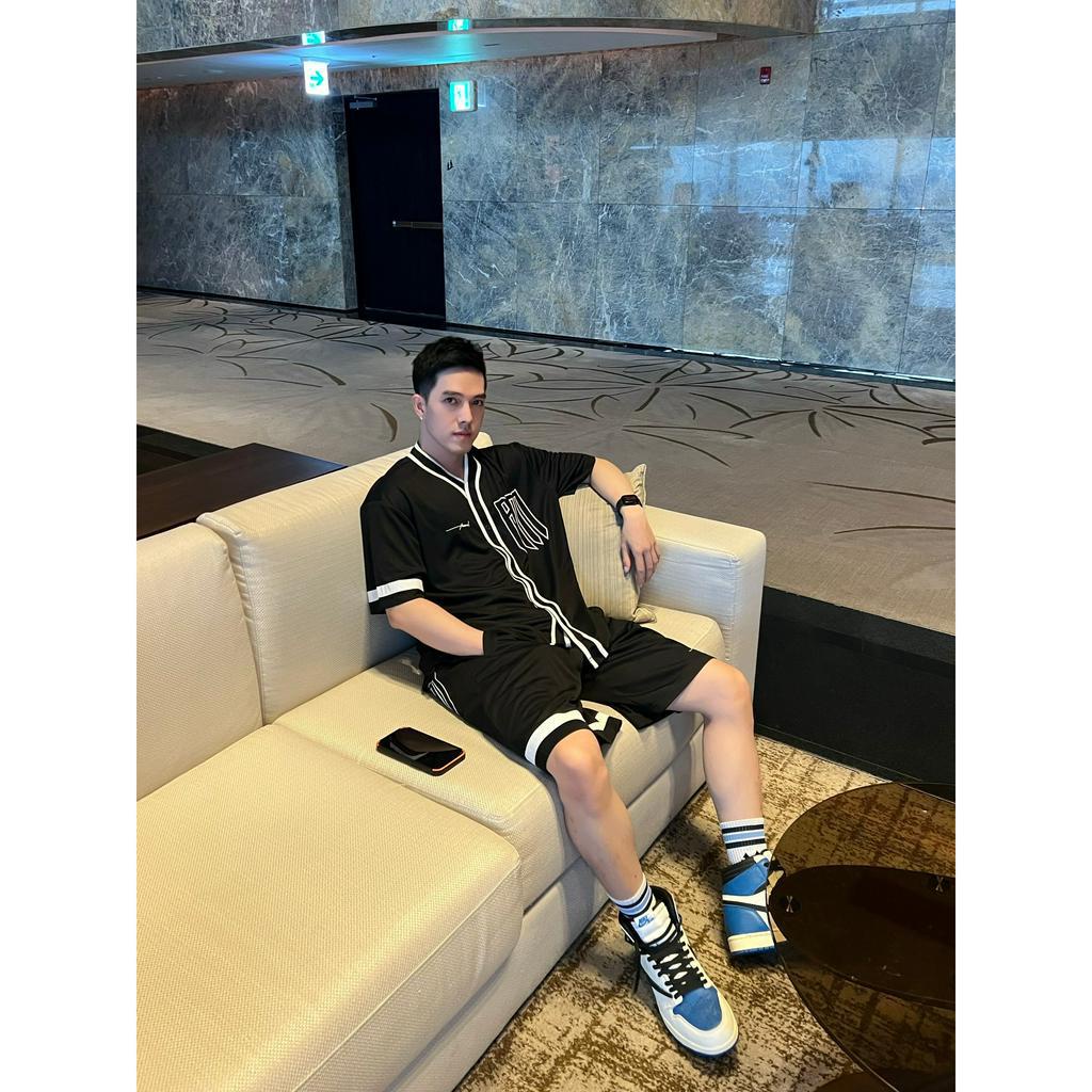 Bộ Quần Áo Bóng Chày Amand x Anh Vũ Unisex Modern Baseball Jersey - Balck/ Grey