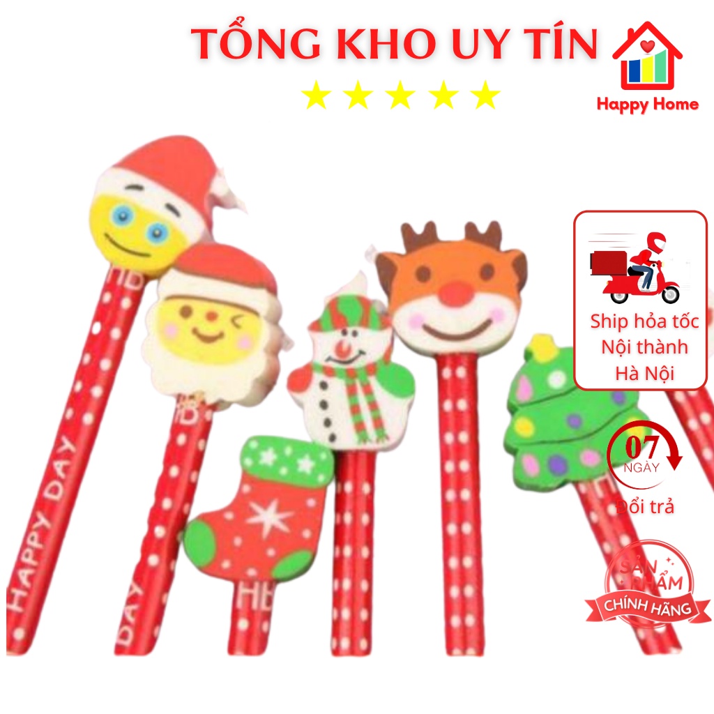 Bút chì đầu tẩy hình noel, món quà dễ thương cho bé Happy Home