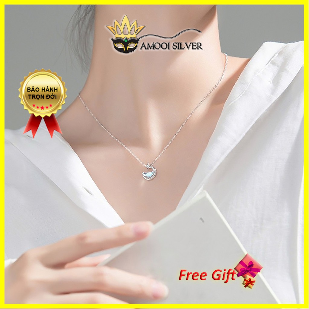 Dây chuyền bạc S925 mặt trăng xà cừ - Amooi Silver AD118