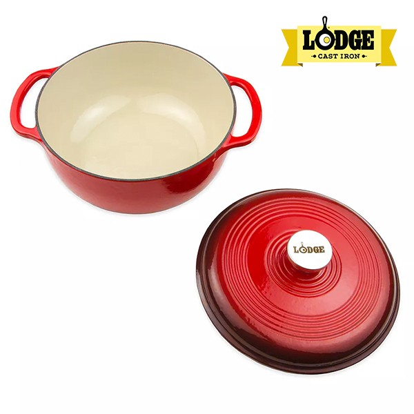 Lodge - Nồi gang phủ men màu đỏ - 4.35L