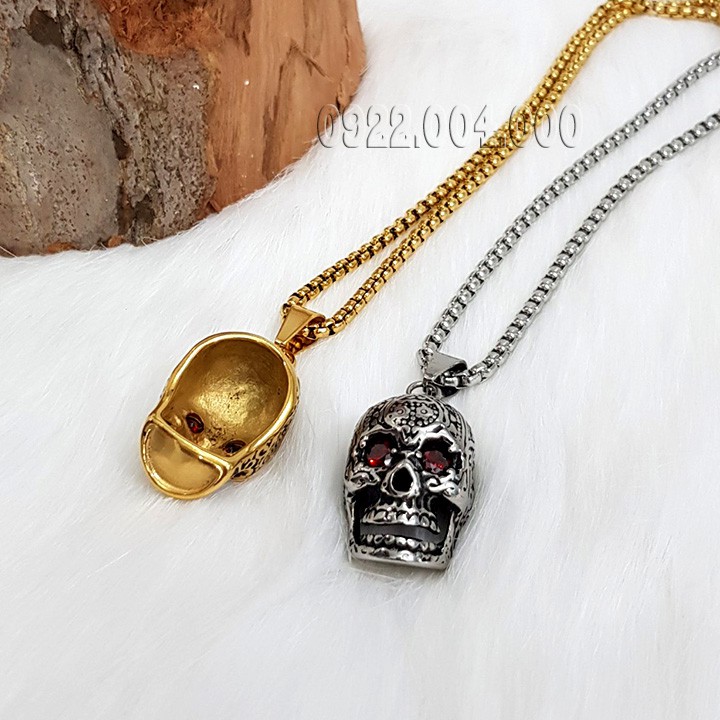 Dây chuyền nam, dây chuyền đầu lâu mắt đỏ.