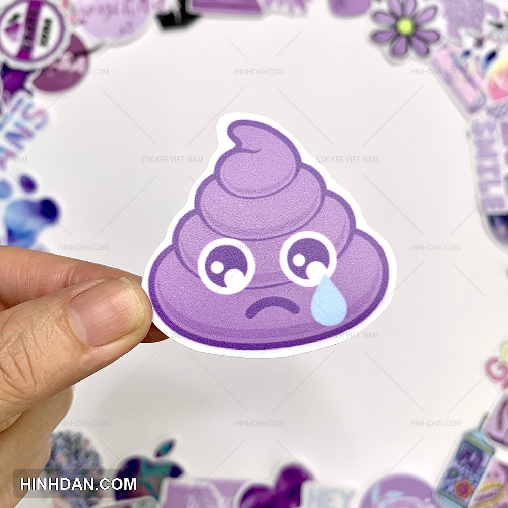 Stickers TÍM NHẠT CHỐNG NƯỚC dễ thương dán nón bảo hiểm, laptop, vali, tủ, tường