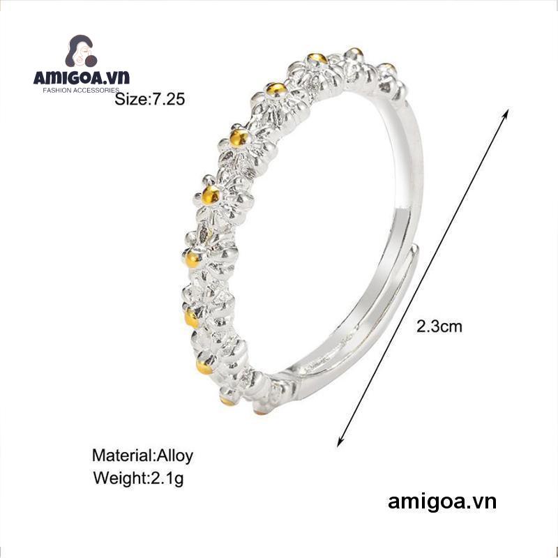 ✨✨Nhẫn Đeo Tay Họa Tiết Tranh Sơn Dầu Hình Hoa Cúc Dễ Thương Bắt Mắt