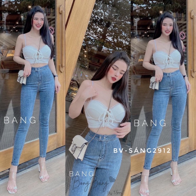 Quần jean, Quần bò cạp cao 2 cúc chất siêu dãn QS2002 - NhiNhiShop