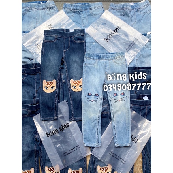 Quần Tregging Denim Bé Gái Đáp Gối Mèo HaM