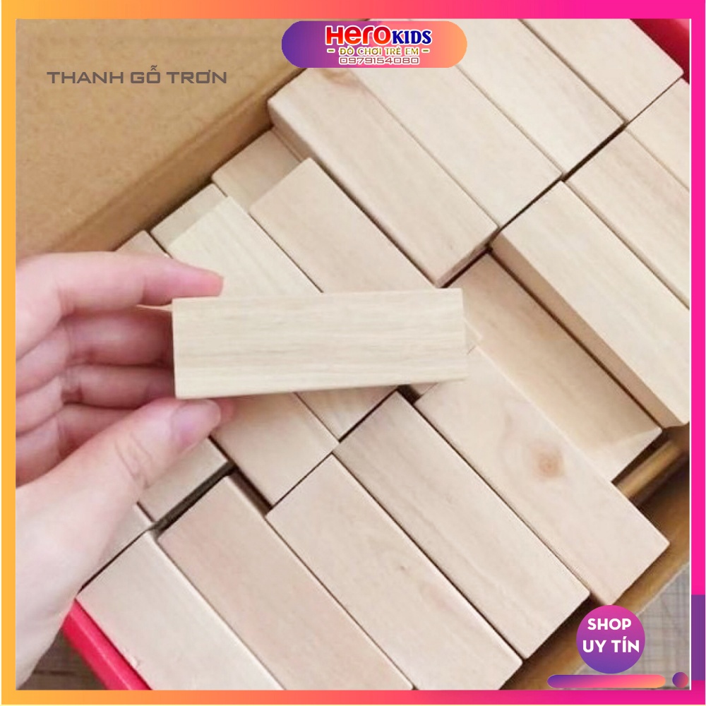 1Kg Thanh Gỗ Lớn  - Đồ Chơi Trẻ Em, Xếp Hình Domino Montessori Rèn Luyện Trí Thông Minh Cho Trẻ