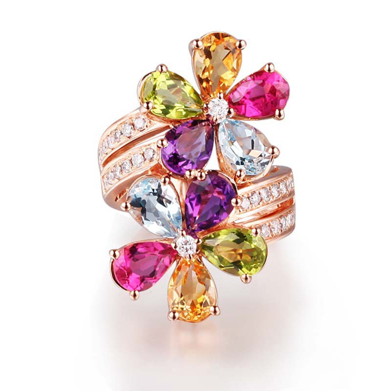 Nhẫn Mạ Bạc Hình Hoa Đính Đá Sang Trọng Cho Nữ