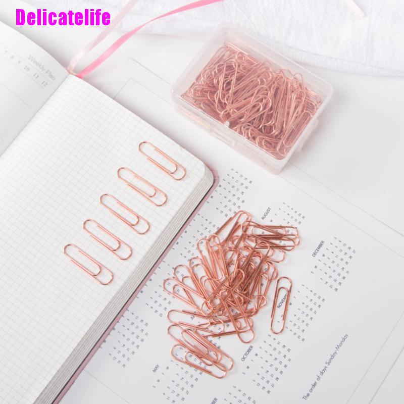 Hộp 120 kẹp giấy bằng kim loại màu vàng hồng sáng tạo