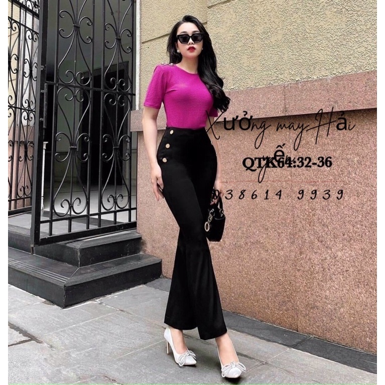 Quần Tây loe lưng cao phối cúc xịn mã 401