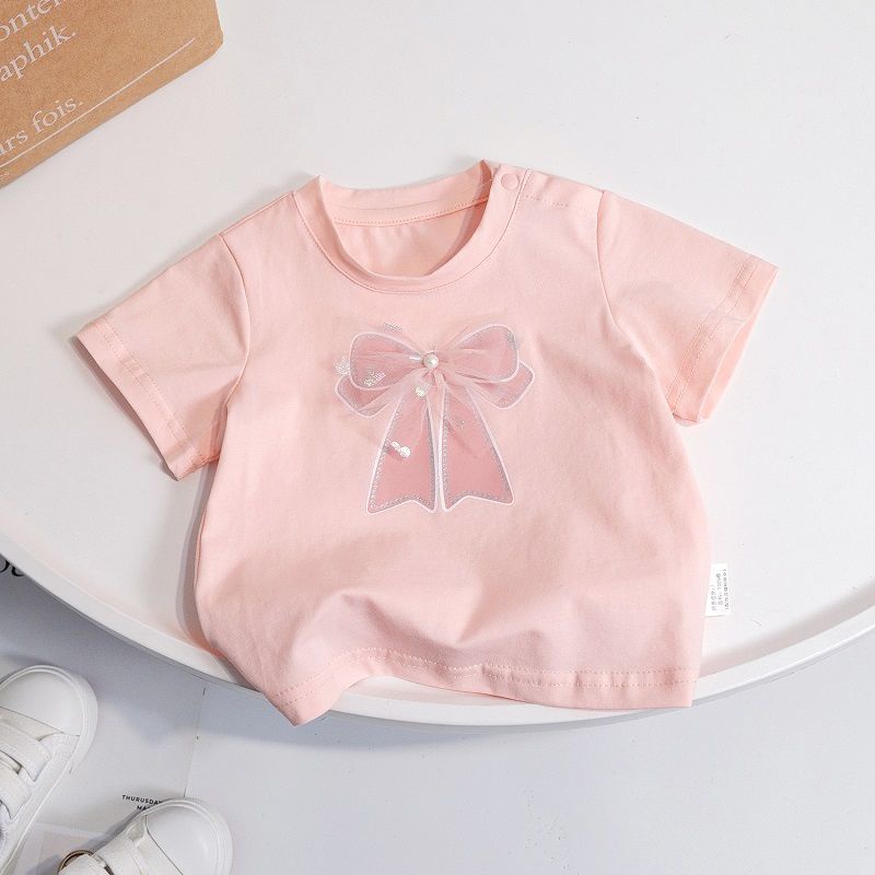 Áo Thun Tay Ngắn Cổ Tròn Dáng Rộng Thắt Nơ Dễ Thương Phong Cách Hàn Quốc Thời Trang Mùa Hè Cho Nữ 2023