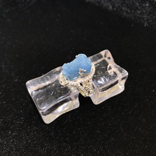 Nhẫn bạc đá Tỳ Hưu aquamarine