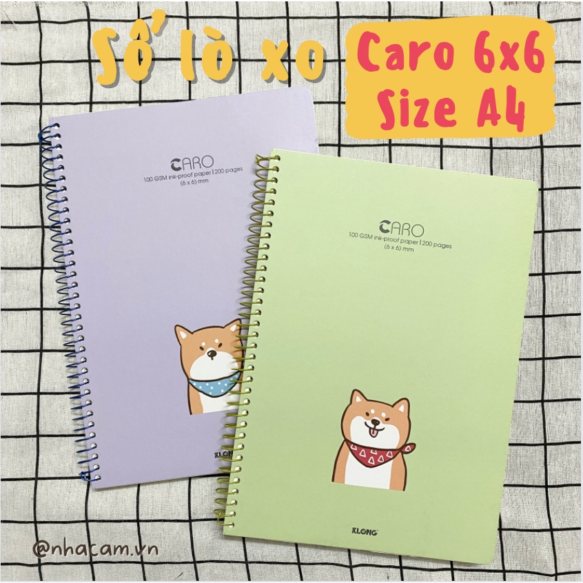 Sổ Lò Xo Caro 6x6 Size A4 200 Trang Klong Nhà Cam