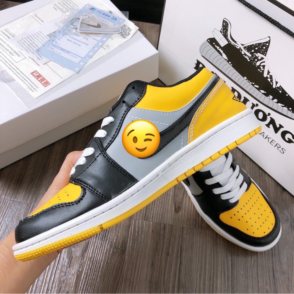 jordan đen vàng thấp cổ [TẶNG MÓC KHÓA - FULL BOX] giày jd đen vàng thấp cổ giày thể thao jordan đen vàng thấp cổ nam nữ