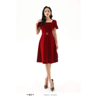 Đầm nhung đỏ mận nem size 2=s. 8=xl