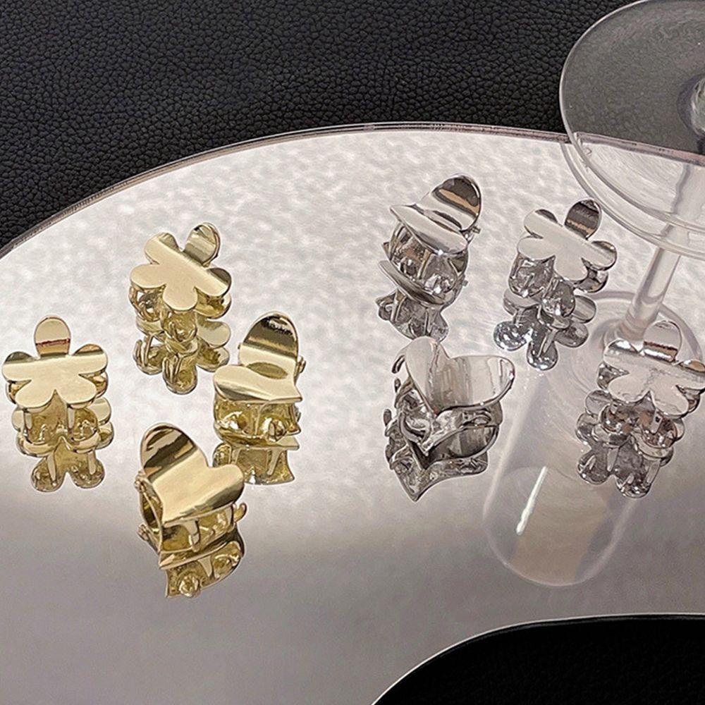 Kẹp Tóc Kim Loại Màu Trơn Họa Tiết Trái Tim Thời Trang Hàn Quốc