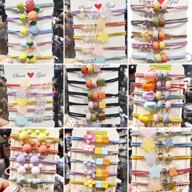 [S01] Set 4 dây buộc cột tóc nhiều mẫu