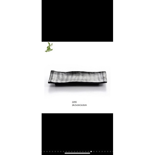 Đĩa hình chữ nhật màu đen MELAMINE để thịt nướng BBQ, trang trí thức ăn, bàn tiệc đủ size