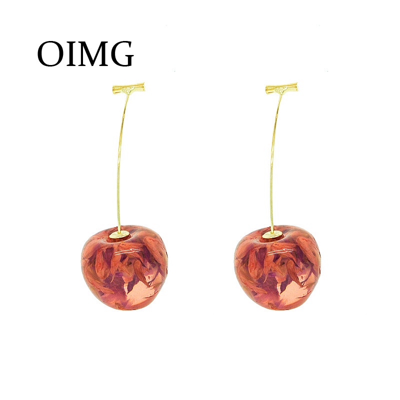 OIMG  Bông Tai Dáng Dài Hình Quả Cherry Xinh Xắn Cho Nữ