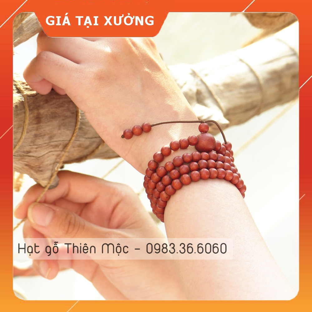 Chuỗi 108 hạt gỗ Bồ Đề Phật Giáo, chuỗi tràng đeo quấn tay bình an và may mắn