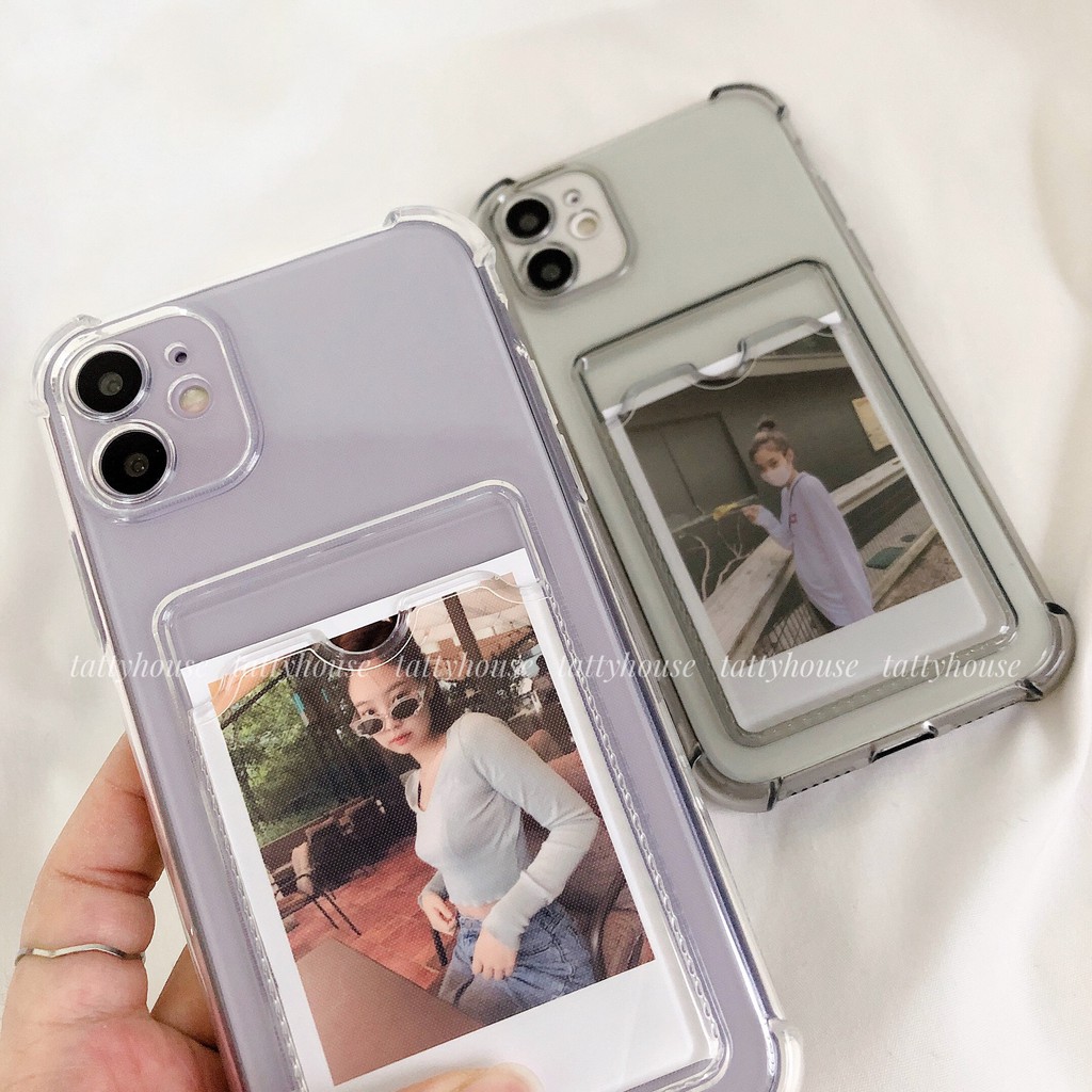 Ốp lưng iphone trong suốt có ngăn cài thẻ, ảnh - ốp iphone 6/6s/7/8/7p/8p/X/Xs/11/11pro/11prm/12/12prm/12mini