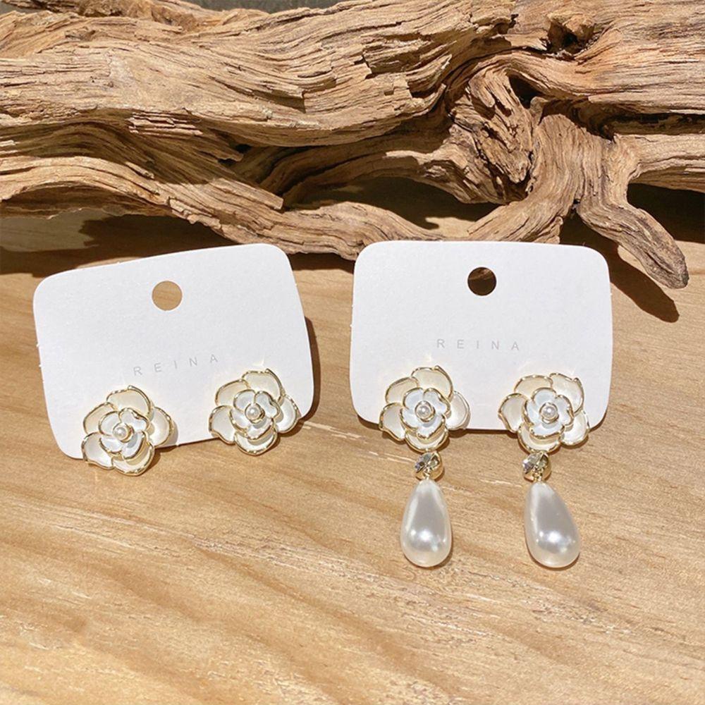 Bông Tai Dáng Dài Hình Hoa Hồng Bằng Hợp Kim Thanh Lịch Cho Nữ