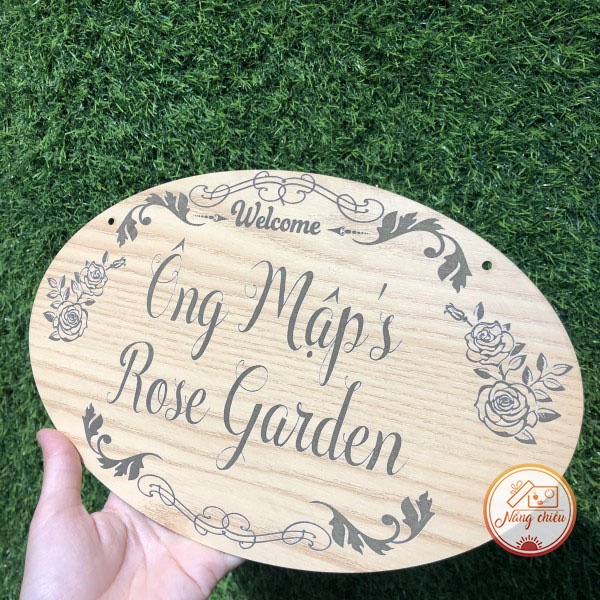 BIỂN GỖ TRANG TRÍ VƯỜN HOA HỒNG - Thiết kế thông tin theo yêu cầu - Giá siêu rẻ