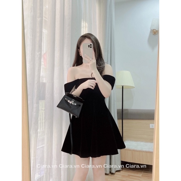 Váy nhung cánh tiên tay ngắn