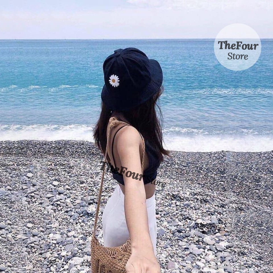 Mũ bucket hoa cúc❤️ FREESHIP ❤️ Giảm 10K Nhập [DOHU10K]  Mũ bucket para noise hoa cúc unisex SIÊU HOT