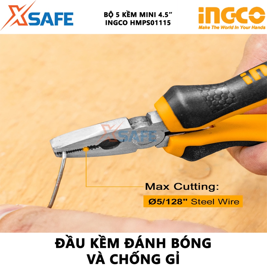 Bộ 6 kìm mini làm trang sức INGCO HMPS06115 Bộ kềm đa năng kích thước 4.5 inch, nhỏ gọn, dễ bỏ túi - Chính hãng [XSAFE]