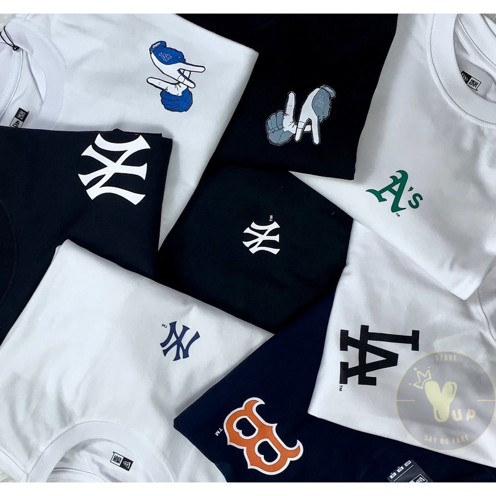 Áo thun New era x Mlb chính hãng, logo newyork , unisex, 2 màu trắng đen