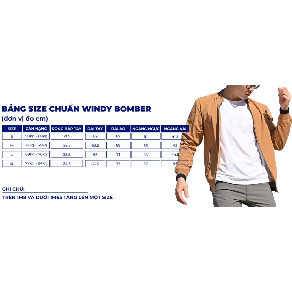 Áo khoác nam The GMEN Windy Bomber chất liệu kaki gió cao cấp, chống thấm nước 100%