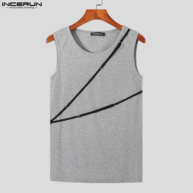 Áo ba lỗ Incerun dệt kim cổ tròn không tay size S-5XL dành cho nam