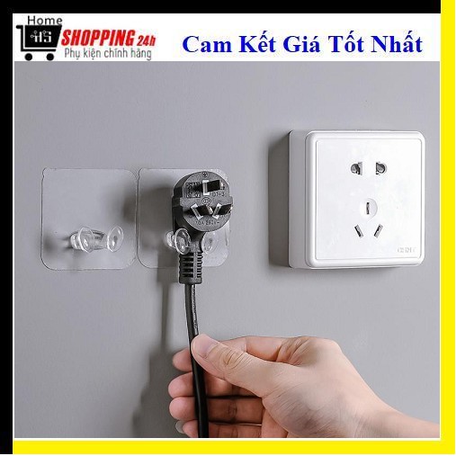Móc dán tường treo phích cắm điện trong suốt đẽ sử dụng