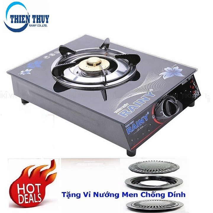 Bếp Gas Đơn Chén Nhôm Rainy + Tặng Vĩ Chống Dính
