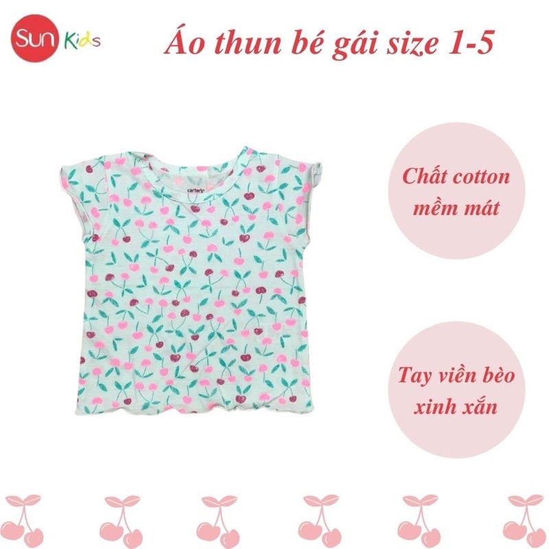 Áo thun cho bé gái, áo phông bé gái chất cotton mềm mát, size 1 - 5 tuổi - SUNKIDS1