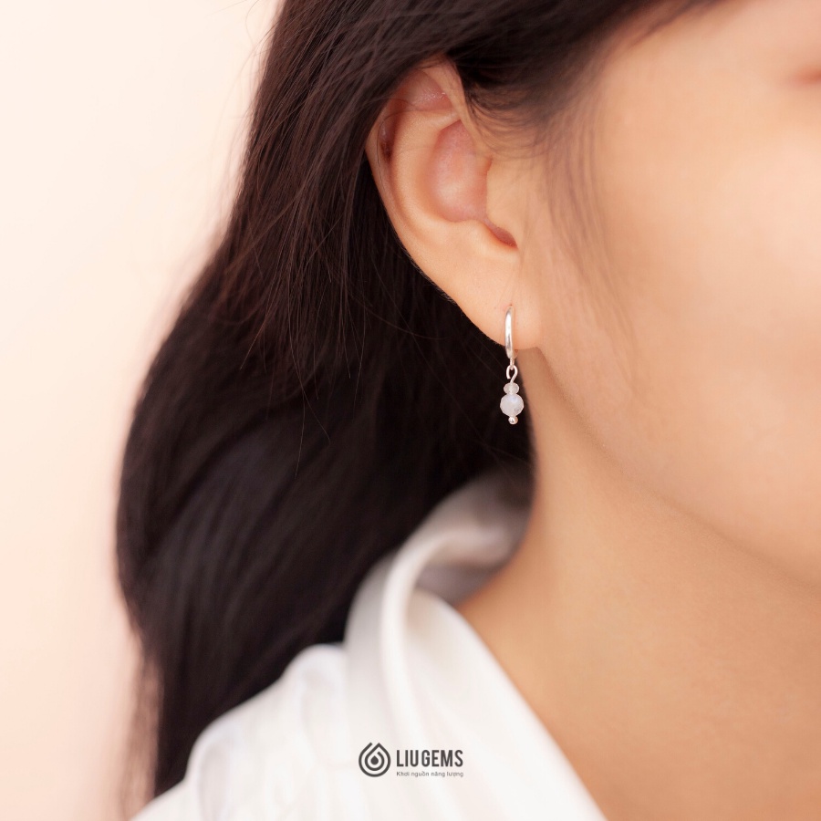 Bông Tai Bạc Nữ 925 Đính Đá Tròn Liugems Size Nhỏ Tinh Tế Mix Phong Thuỷ Nữ Tính, Nhẹ Nhàng