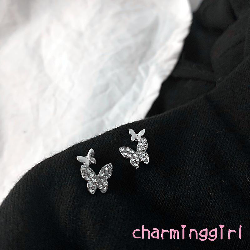 Bông tai hình bướm đính kim cương sáng tạo thanh lịch cho nữ