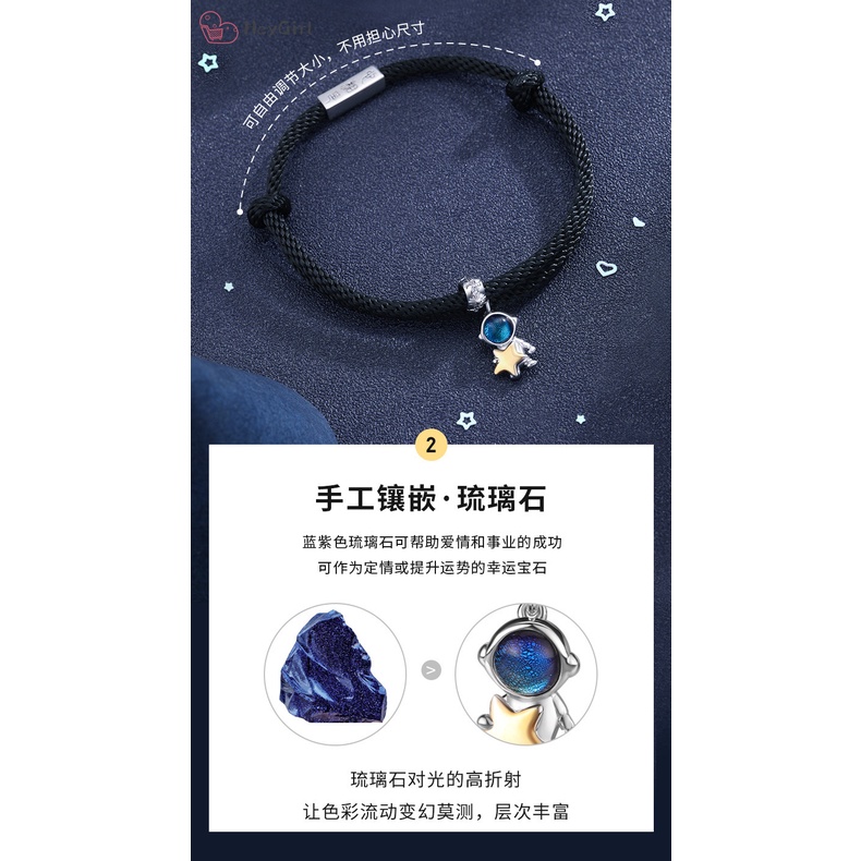 925 bạc sapphire cặp đôi vòng tay không gian