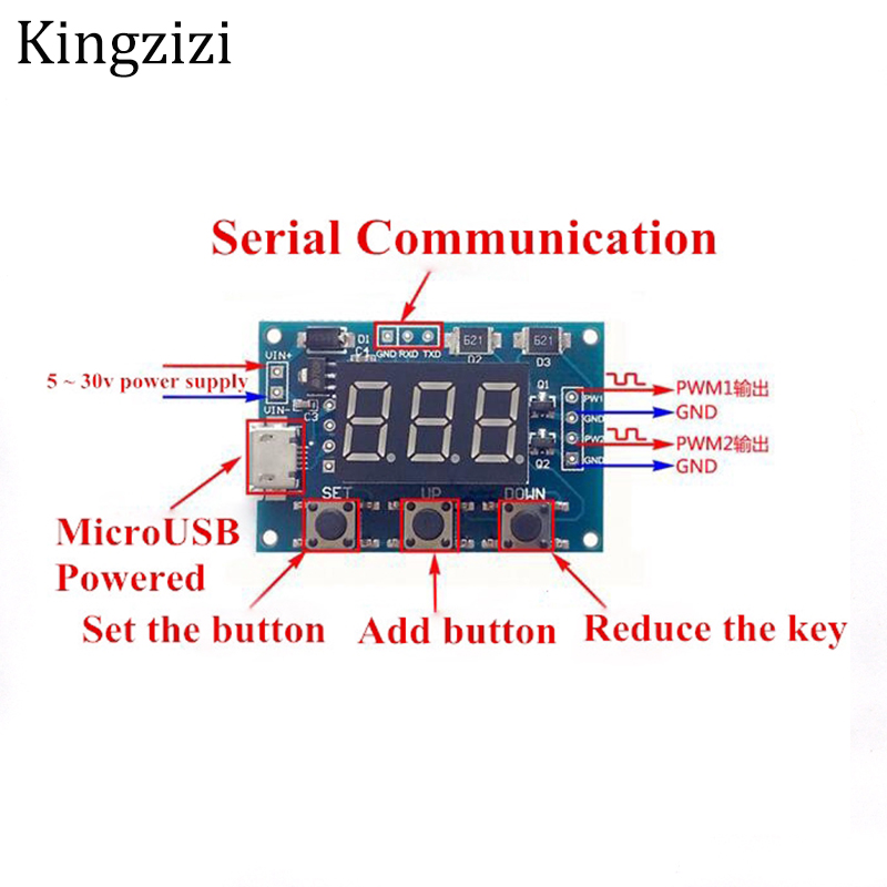 Micro USB DC 2CH Điều Chỉnh Tín Hiệu PWM Máy Phát Điện Chu Kỳ Nhiệm Vụ Tần Số Xung Mô Đun ĐÈN LED Hiển Thị Kỹ Thuật Số Ống DC 5V 12V 24V DIY