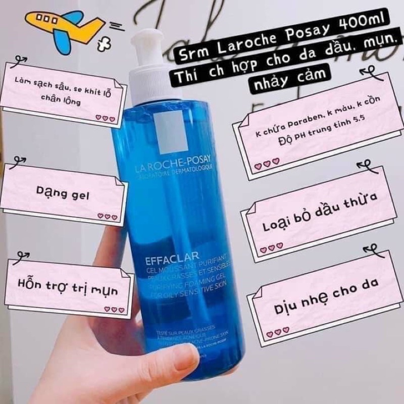 Gel Rửa Mặt Tạo Bọt Cho Da Dầu Mụn La Roche Posay Effaclar Foaming Gel 400ml