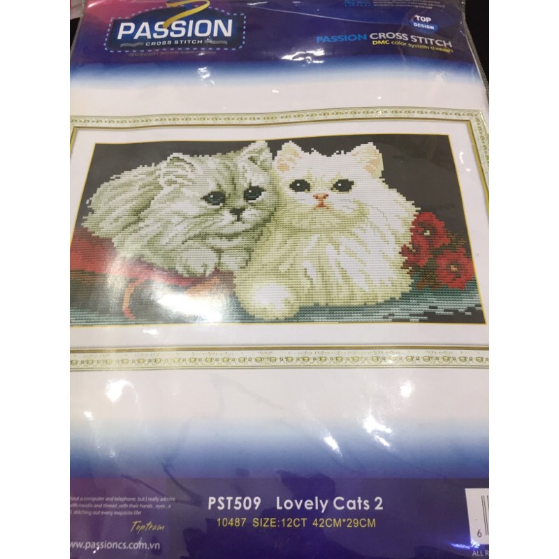 Tranh thêu chữ thập Lovely Cats 2 42x29cm