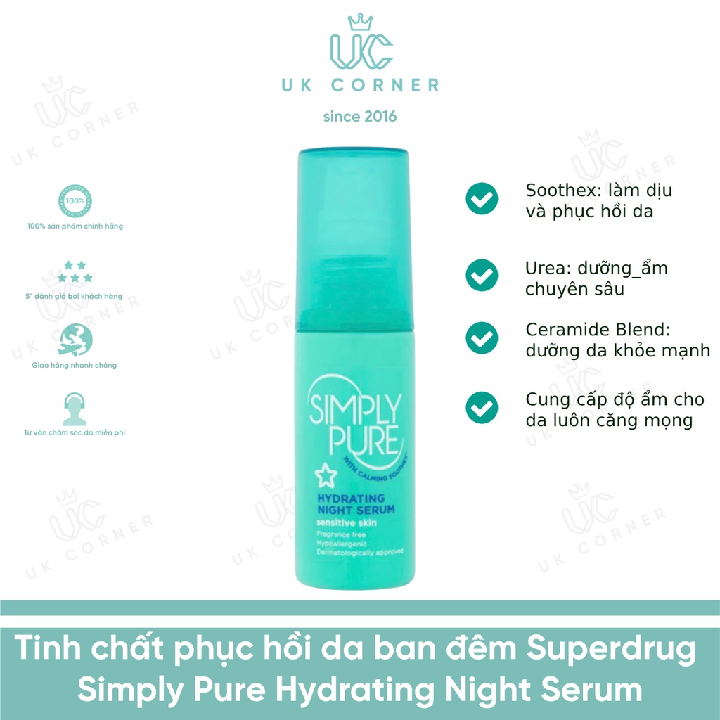 [Serum] Tinh chất cấp ẩm phục hồi da nhạy cảm Simply Pure Hydrating Serum 50ml