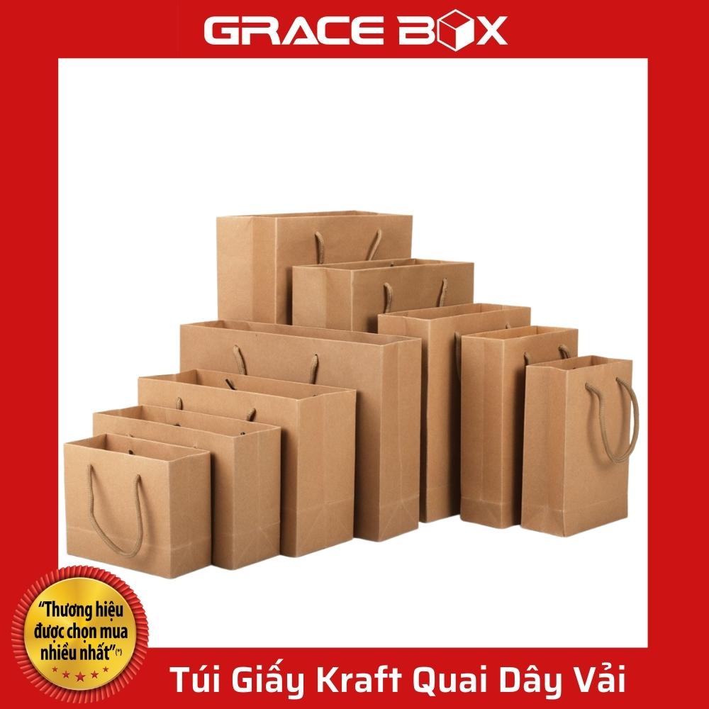 {Giá Sỉ} Túi Giấy Kraft - Quai Dây Vải Chắc Chắc - Nhiều Size - Siêu Thị Bao Bì Grace Box