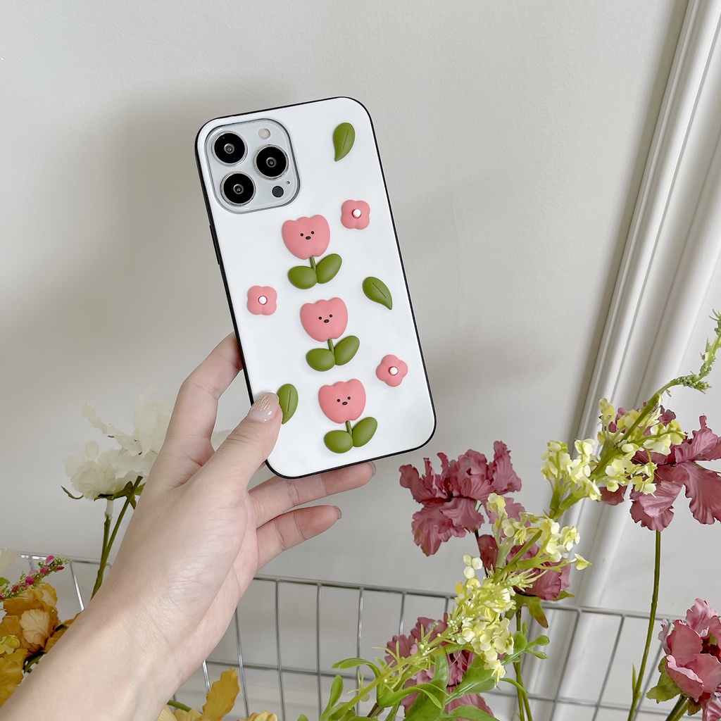 Ốp Điện Thoại Tpu Mềm Hình Hoa Tulip 3D Cho iphone 12 11 13 Pro Max 7 8 Plus 12 Pro Max X Xs Xr Xsmax