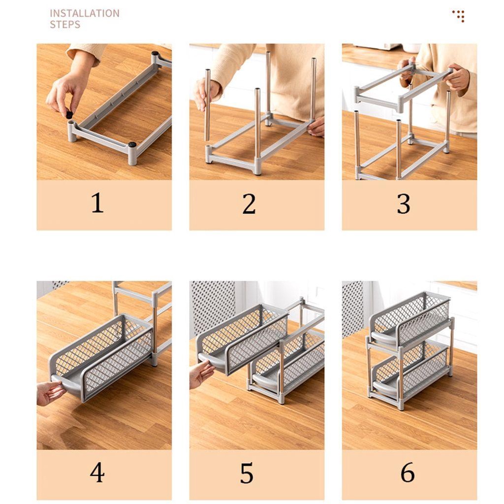 Giỏ Trượt Đựng Đồ Dùng Nhà Bếp 2 Tầng Tiện Dụng